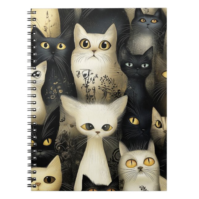 Caderno Espiral gatos pretos e brancos (Frente)