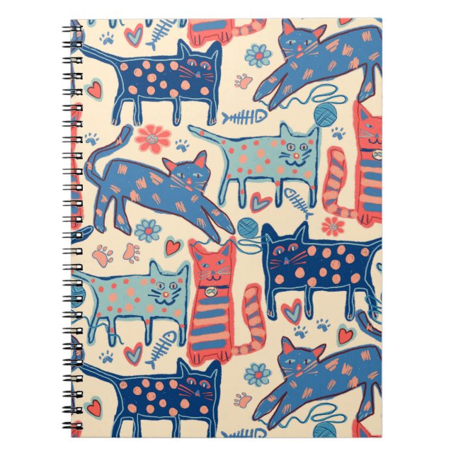 Caderno Espiral Gatos Retro  (Frente)