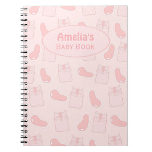 Caderno Espiral Gatos Rosa e Jellybeans Bebê Personalizado