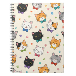 Caderno Espiral Gatos sorrindo com gravatas borboleta