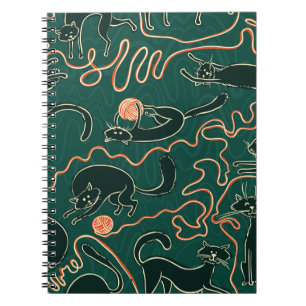 Caderno Espiral Gatos vintage doodage padrão sem descontinuidades