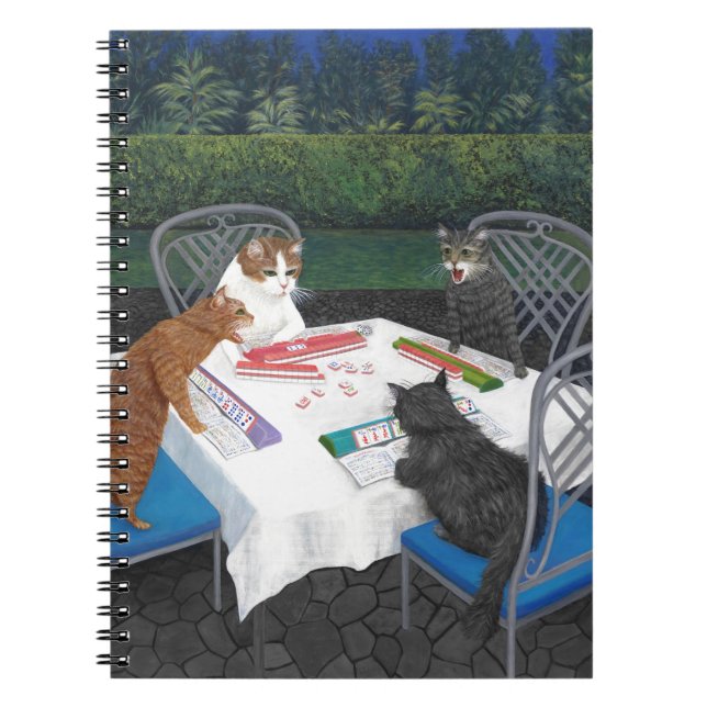 Caderno Espiral Gats Playing Mahjong (Frente)