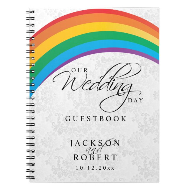 Caderno Espiral Gay Arco-Íris - Nosso Dia de Casamento - Guestbook (Frente)