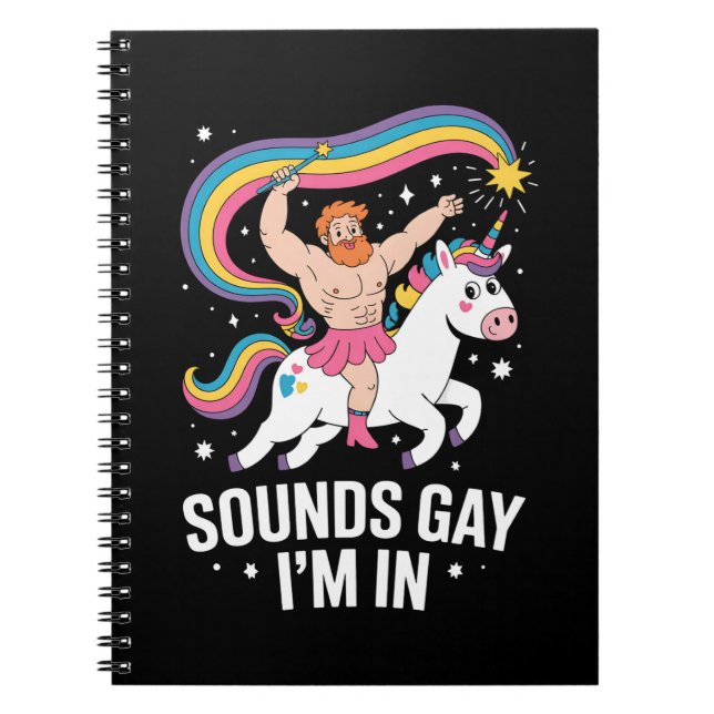 Caderno Espiral Gay de som Estou Vestindo saia Unicorn LGBTQ (Frente)