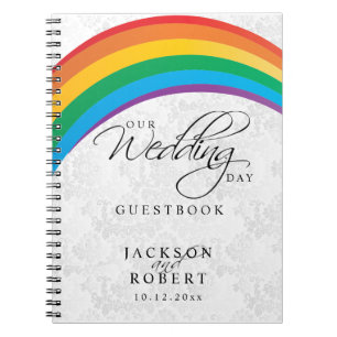 Caderno Espiral Gay do arco-íris - Nosso Dia de Casamento - Guest