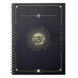 Caderno Espiral Gaze Cósmica - Design Esotérico do Ouro