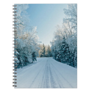 Caderno Espiral Gelo e neve   Frozen Winter Road Russia, Sibéria