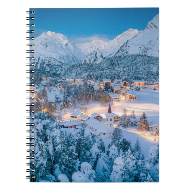 Caderno Espiral Gelo e neve | Graubunden, Engadin, Suiça (Frente)