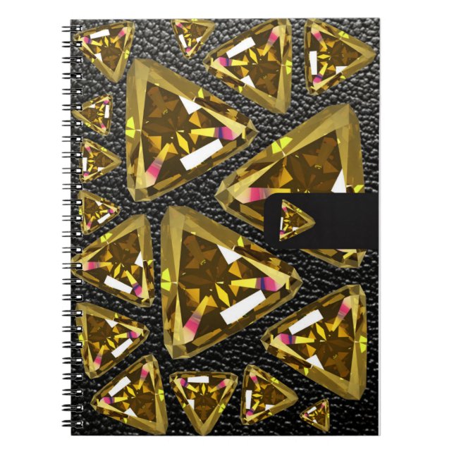 Caderno Espiral gemas e couro de triângulo amarelo (Frente)