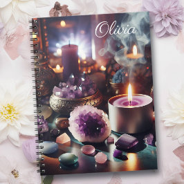 Caderno Espiral Gemas e Cristais bonito de Ametist Roxo