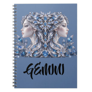 Caderno Espiral Gêmeos de Cristal de Prata Coleção Luxo
