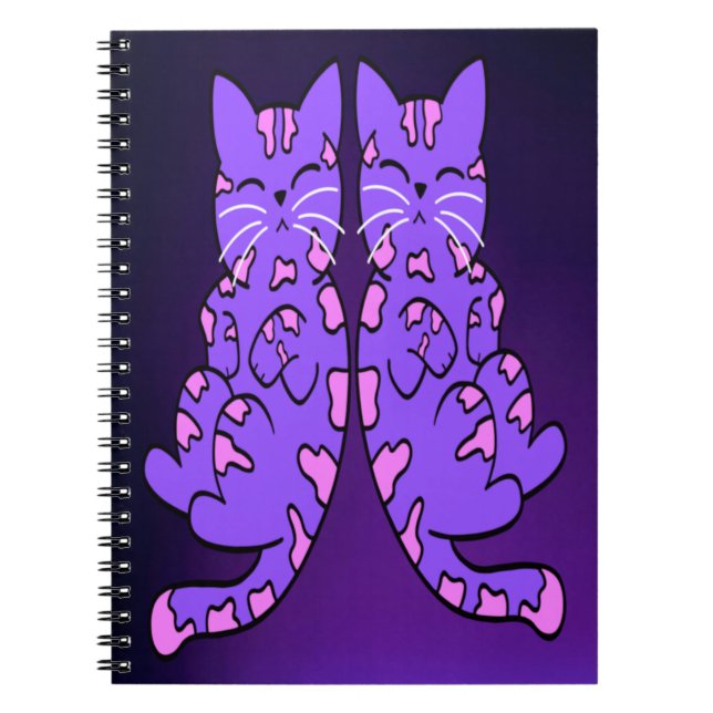 Caderno Espiral Gêmeos de Kitten Roxos (Frente)