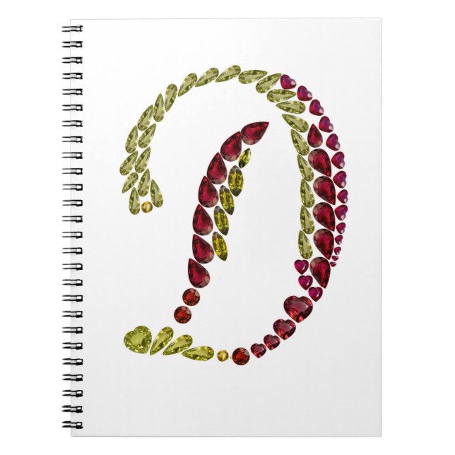 Caderno Espiral Gemstones - Letra Inicial D (Frente)