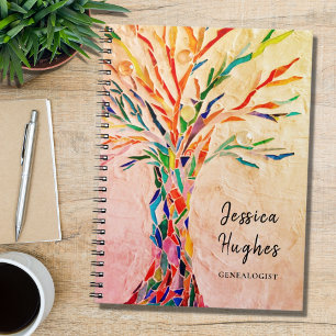 Caderno Espiral Genealogista Família Árvore Cerveja Coral