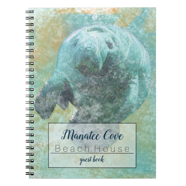 Caderno Espiral Gentil Manateio Em Trabalho de arte Costeiro De Ág (Frente)