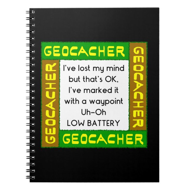 Caderno Espiral Geocacher Perdeu A Mente Em Verde (Frente)