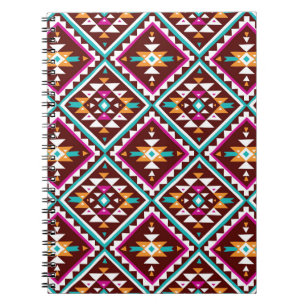 Caderno Espiral Geometria Colorida Tribal: Bela Vintage Étnica.