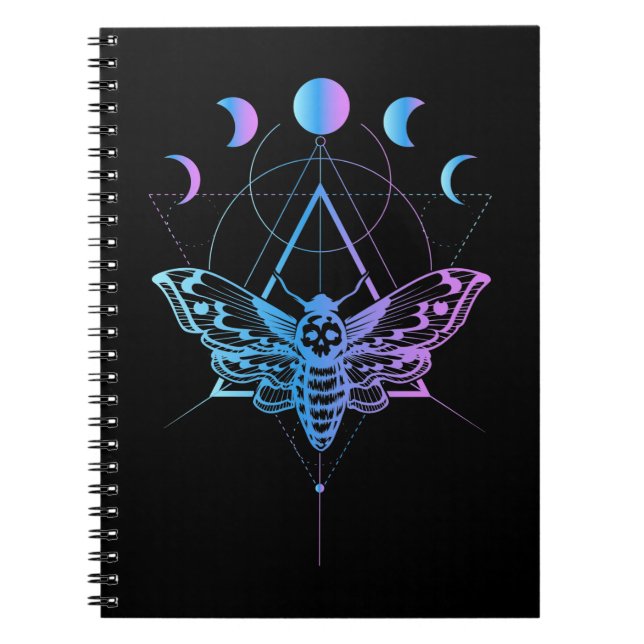 Caderno Espiral Geometria do Crescente da Lua do Gótico Pastel (Frente)