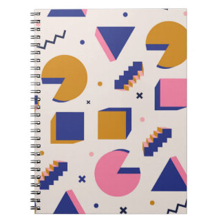 Caderno Espiral Geometria Memphis: 90 anos Moda sem costura