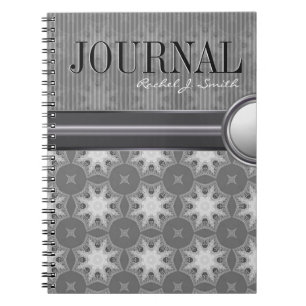 Caderno Espiral Geometria Silver White Snowflake Diário