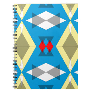 Caderno Espiral Geometric Convergence in Blue and Gold