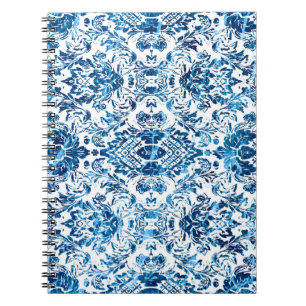 Caderno Espiral Geometric damask seamless pattern with grunge text