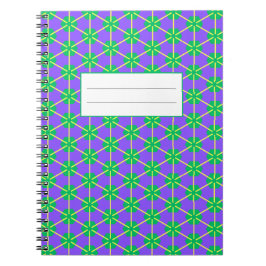 Caderno Espiral Geometric Starburst in Purple, Green and Yellow