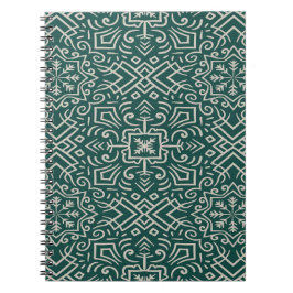 Caderno Espiral Geometric Teal Pattern Seamless Snowflake Design