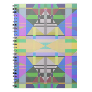 Caderno Espiral Geométrica Azul-Verde Amarelo