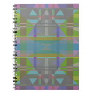 Caderno Espiral Geométrica Azul-Verde Roxo