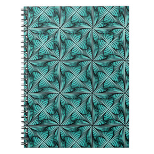 Caderno Espiral Geométrico 3D Torção Espiral Turquesa Verde