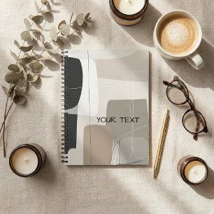 Caderno Espiral Geométrico abstrato boho contemporâneo
