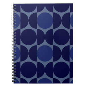 Caderno Espiral Geométrico Azul Retro