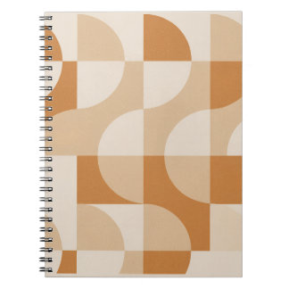 Caderno Espiral Geométrico Bege Moderno