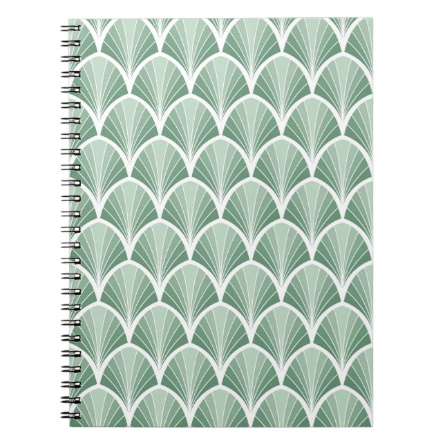 Caderno Espiral Geométrico Clássico: Estilo sem Costura Art Deco (Frente)