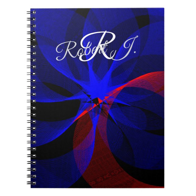 Caderno Espiral Geométrico com Acento Azul Rotativ (Frente)