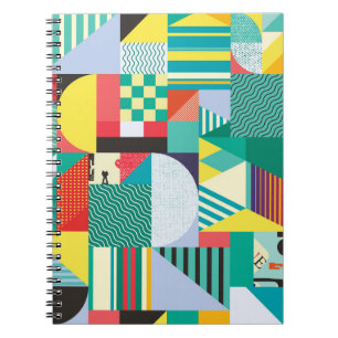 Caderno Espiral Geométrico Decorativo: Elementos de Padrão Vintage