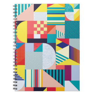 Caderno Espiral Geométrico Decorativo: Padrão de Abstrato de Vinta