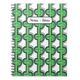 Caderno Espiral Geométrico en verde