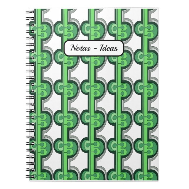 Caderno Espiral Geométrico en verde (Frente)