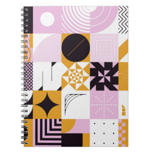 Caderno Espiral Geométrico Escandinavo: Trabalho de arte desenhado