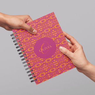 Caderno Espiral Geométrico Sonoro-Laranja-Roxo-Vibrante