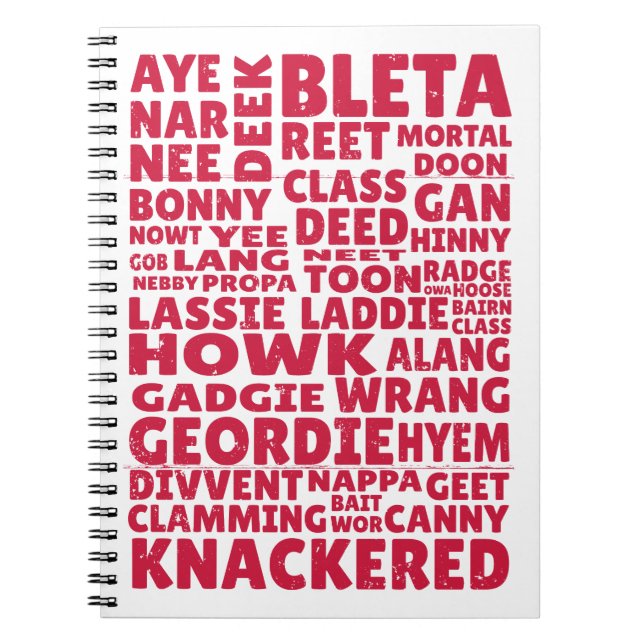 Caderno Espiral Geordie slang Norte Inglês (Frente)