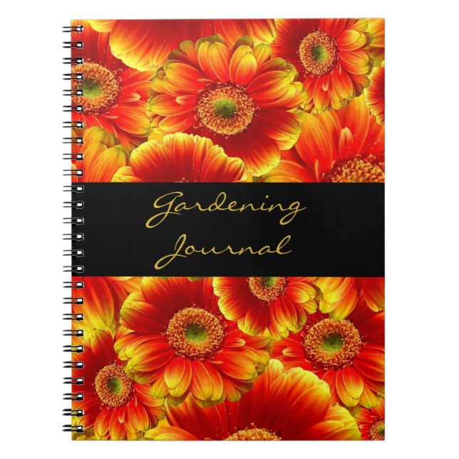 Caderno Espiral Gerbera Daisies Amarelo e Laranja (Frente)