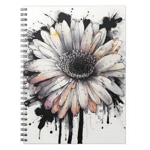 Caderno Espiral Gerbera margarida - Flores de aquarela