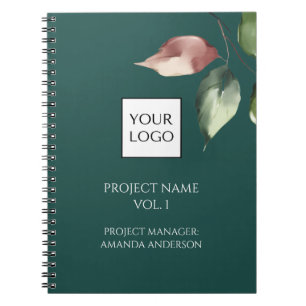 Caderno Espiral Gerente de Projeto do Logotipo Hunter Green