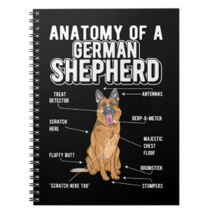 Caderno Espiral german shepherd Anatomia Cachorro Engraçado