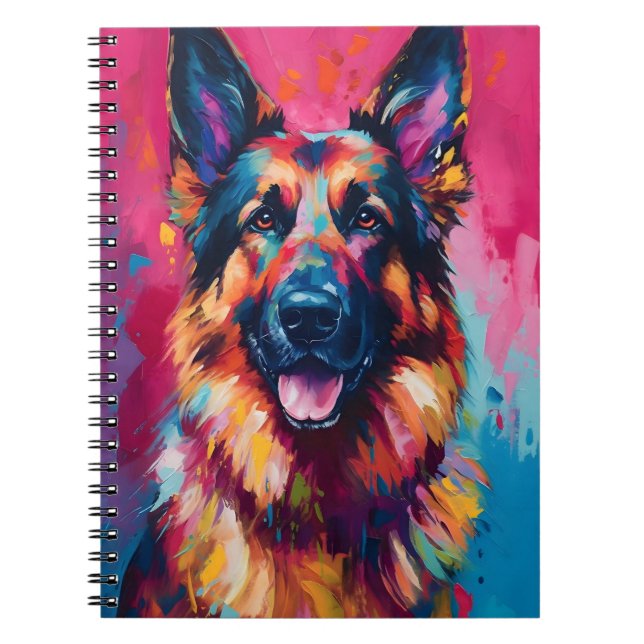 Caderno Espiral German shepherd Colorido (Frente)