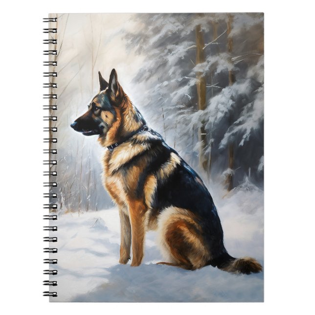 Caderno Espiral German shepherd Deixar nevar no Natal (Frente)