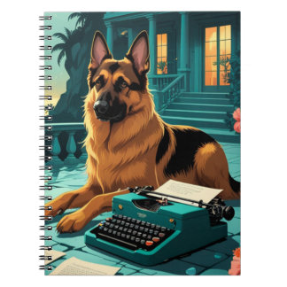 Caderno Espiral German shepherd Dog gentleman vintage